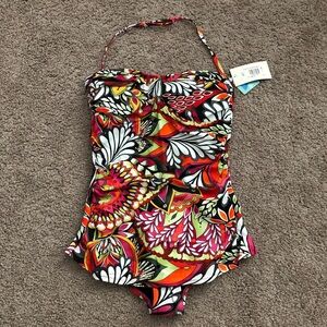 Bikini Bay One Piece Bandeau Swimsuit Multicolored Floral